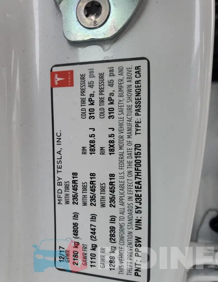 5YJ3E1EA7HF001570 Photo# 13