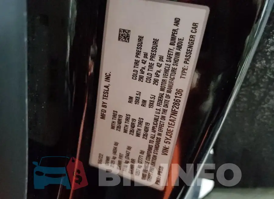 5YJ3E1EA7NF286136 Photo# 12