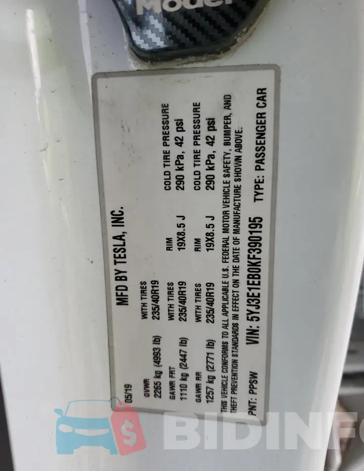 5YJ3E1EB0KF390195 Photo# 13