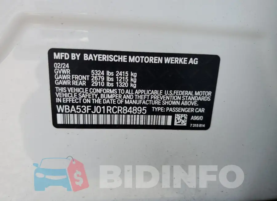 WBA53FJ01RCR84895 Photo# 12