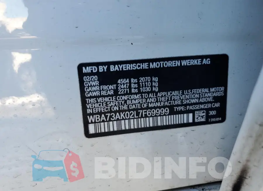 WBA73AK02L7F69999 Photo# 12