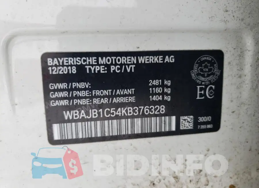 WBAJB1C54KB376328 Photo# 13