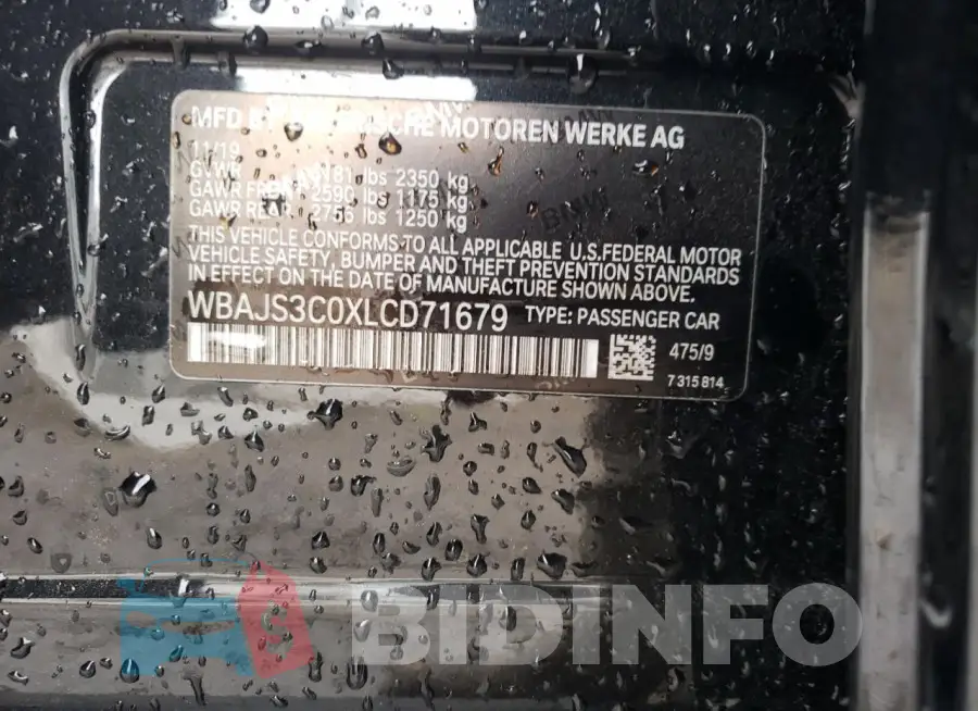 WBAJS3C0XLCD71679 Photo# 13
