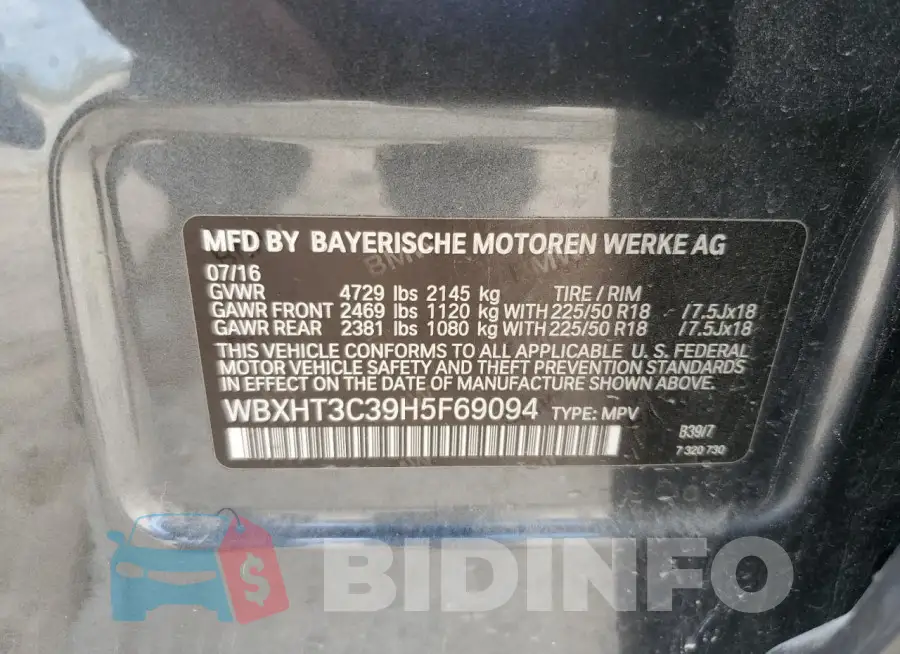 WBXHT3C39H5F69094 Photo# 14
