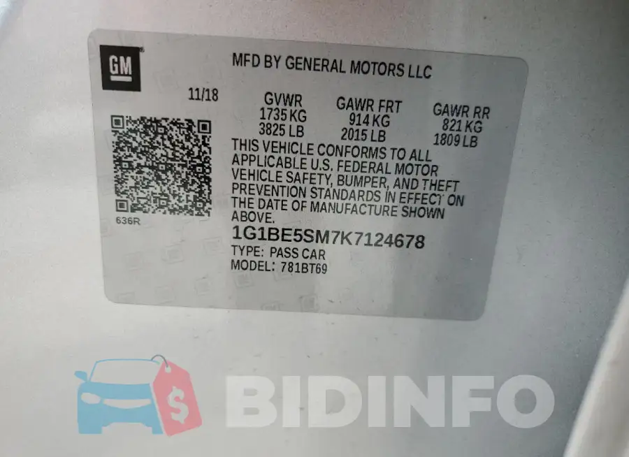 1G1BE5SM7K7124678 Photo# 12