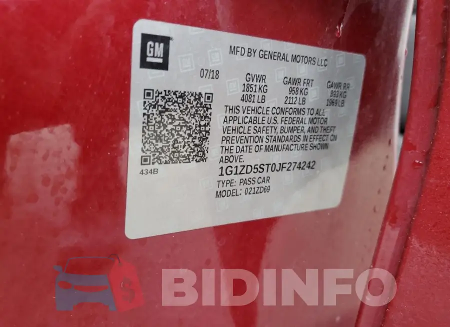 1G1ZD5ST0JF274242 Photo# 12