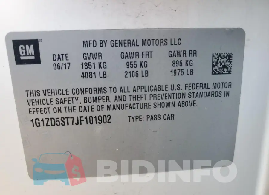 1G1ZD5ST7JF101902 Photo# 12