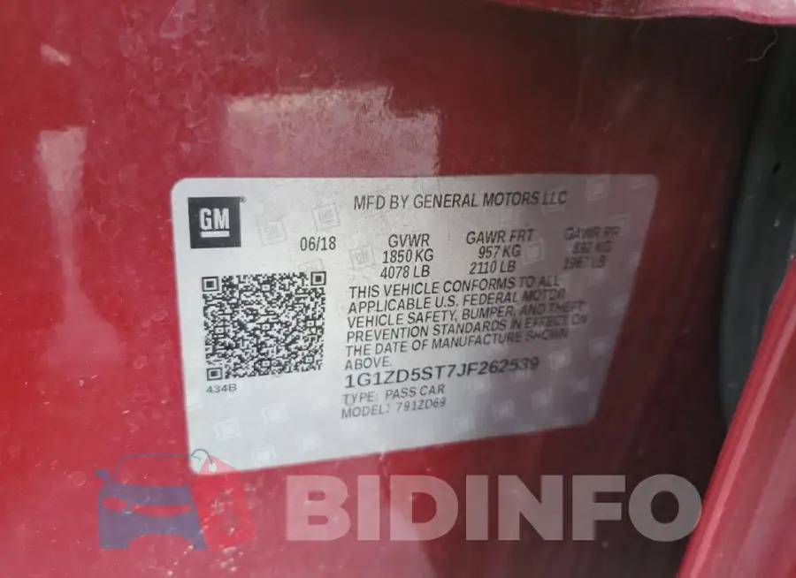 1G1ZD5ST7JF262539 Photo# 13