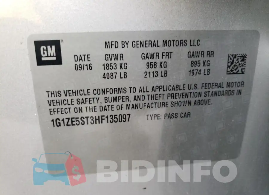 1G1ZE5ST3HF135097 Photo# 12