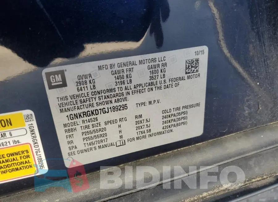 1GNKRGKD7GJ189295 Photo# 13