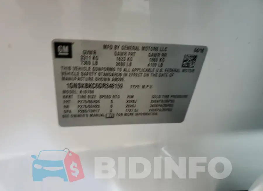 1GNSKBKC6GR348159 Photo# 13