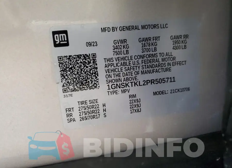 1GNSKTKL2PR505711 Photo# 13