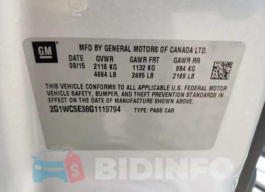 2G1WC5E38G1119794 Photo# 12