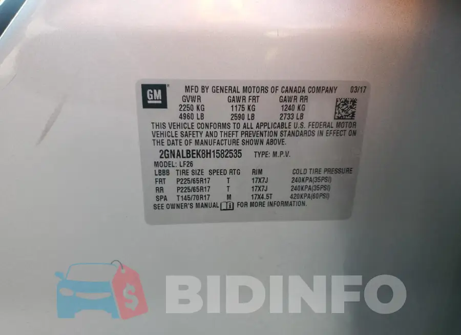 2GNALBEK8H1582535 Photo# 13