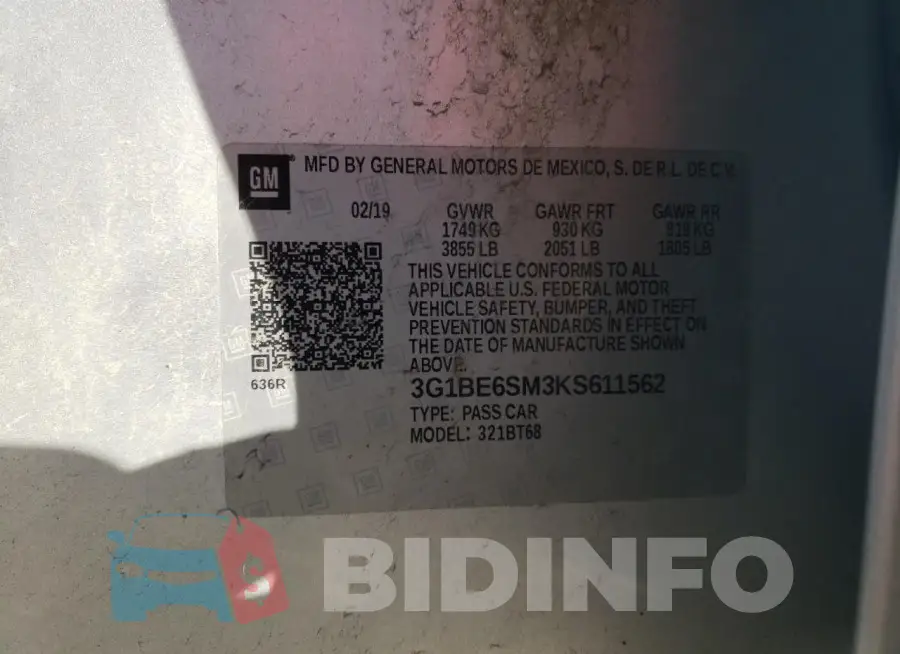 3G1BE6SM3KS611562 Photo# 12
