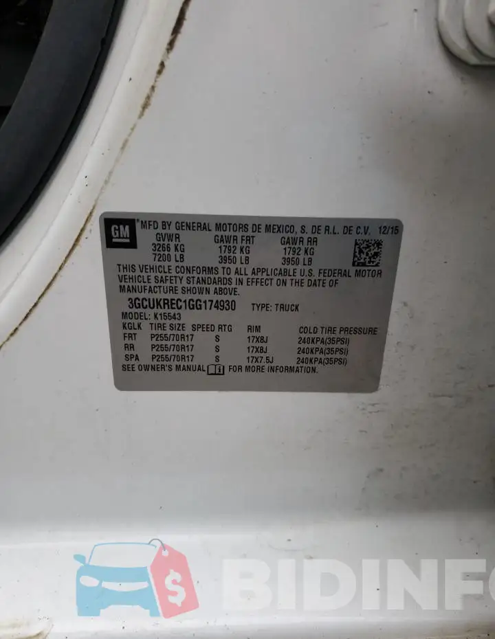 3GCUKREC1GG174930 Photo# 12