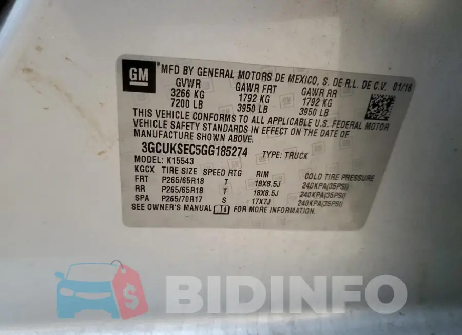 3GCUKSEC5GG185274 Photo# 12