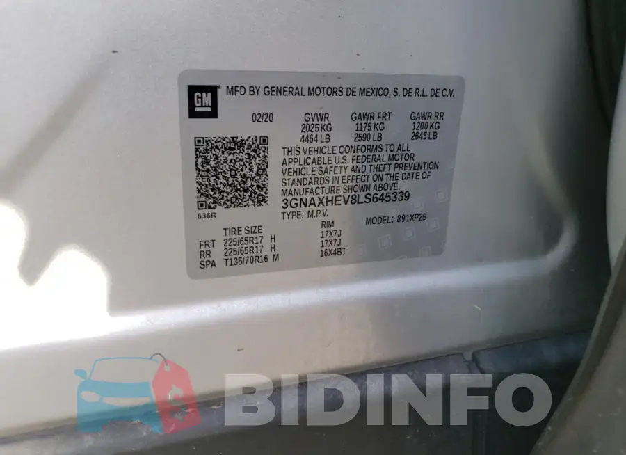 3GNAXHEV8LS645339 Photo# 13
