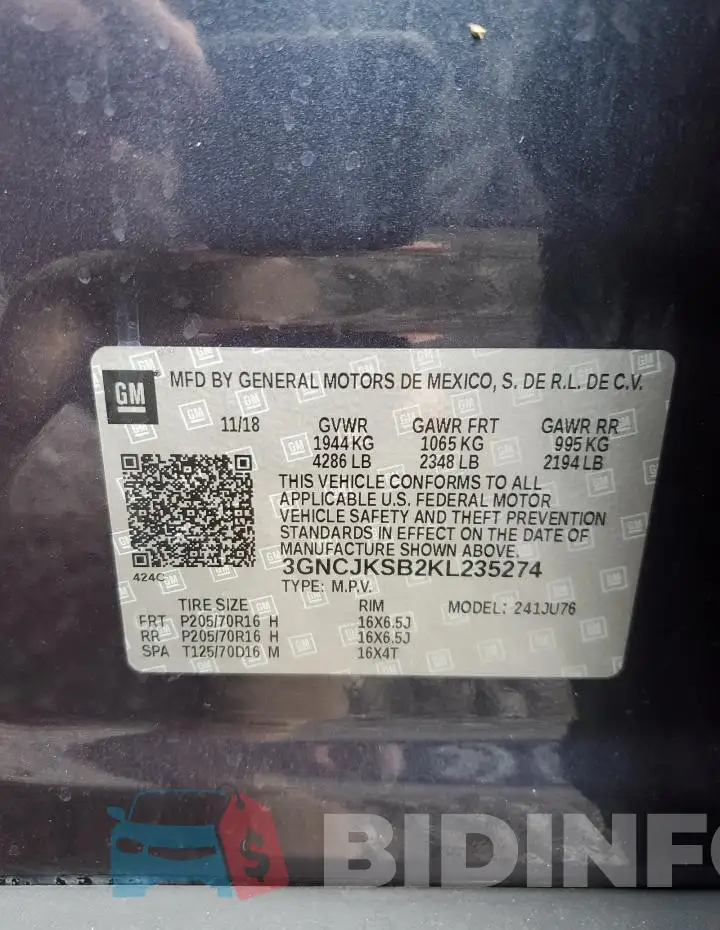 3GNCJKSB2KL235274 Photo# 13