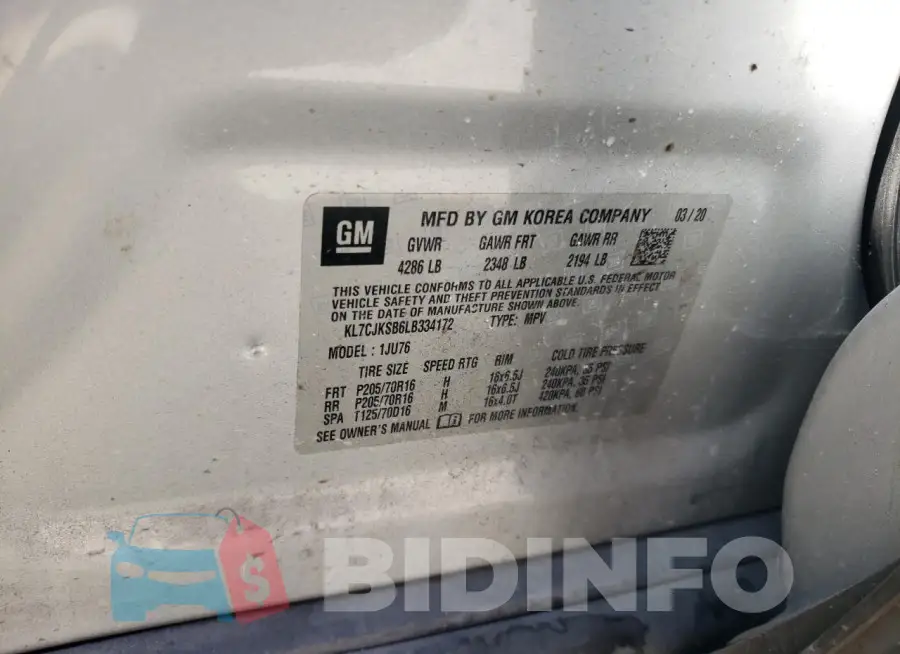 KL7CJKSB6LB334172 Photo# 12
