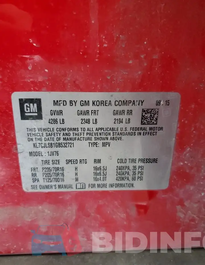 KL7CJLSB1GB532721 Photo# 13