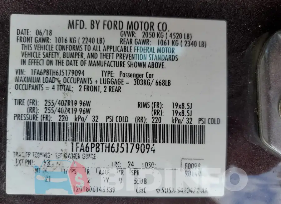 1FA6P8TH6J5179094 Photo# 13