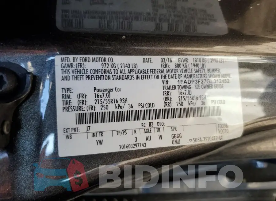 1FADP3F27GL312452 Photo# 13