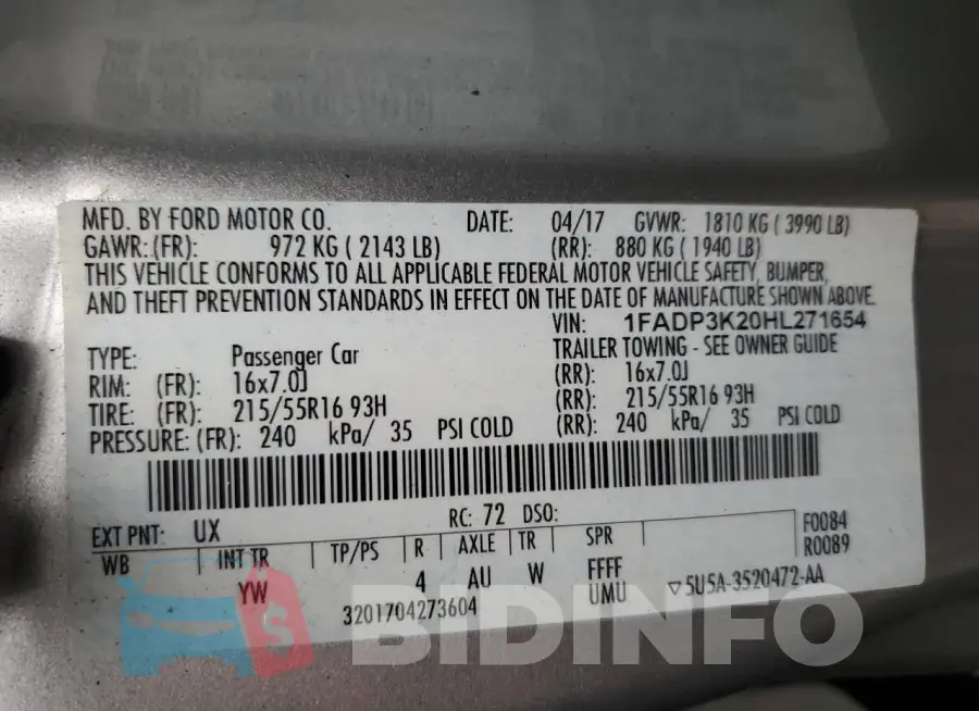 1FADP3K20HL271654 Photo# 12