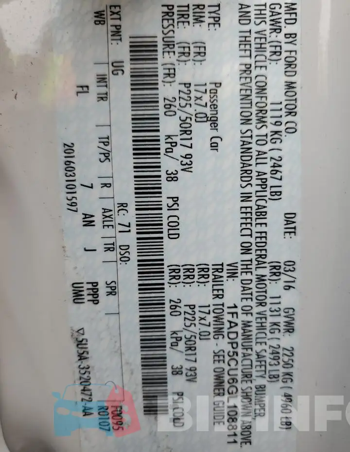 1FADP5CU6GL108811 Photo# 12