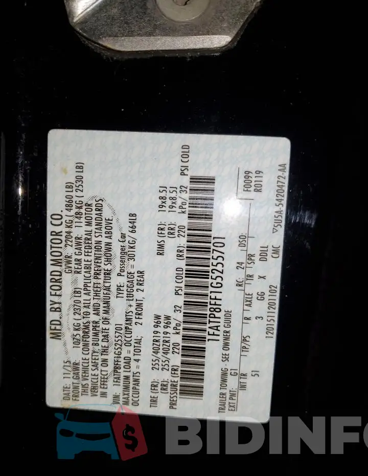 1FATP8FF1G5255701 Photo# 12