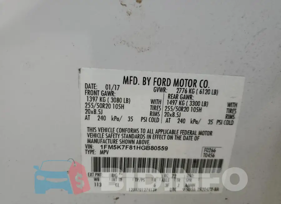 1FM5K7F81HGB80559 Photo# 13