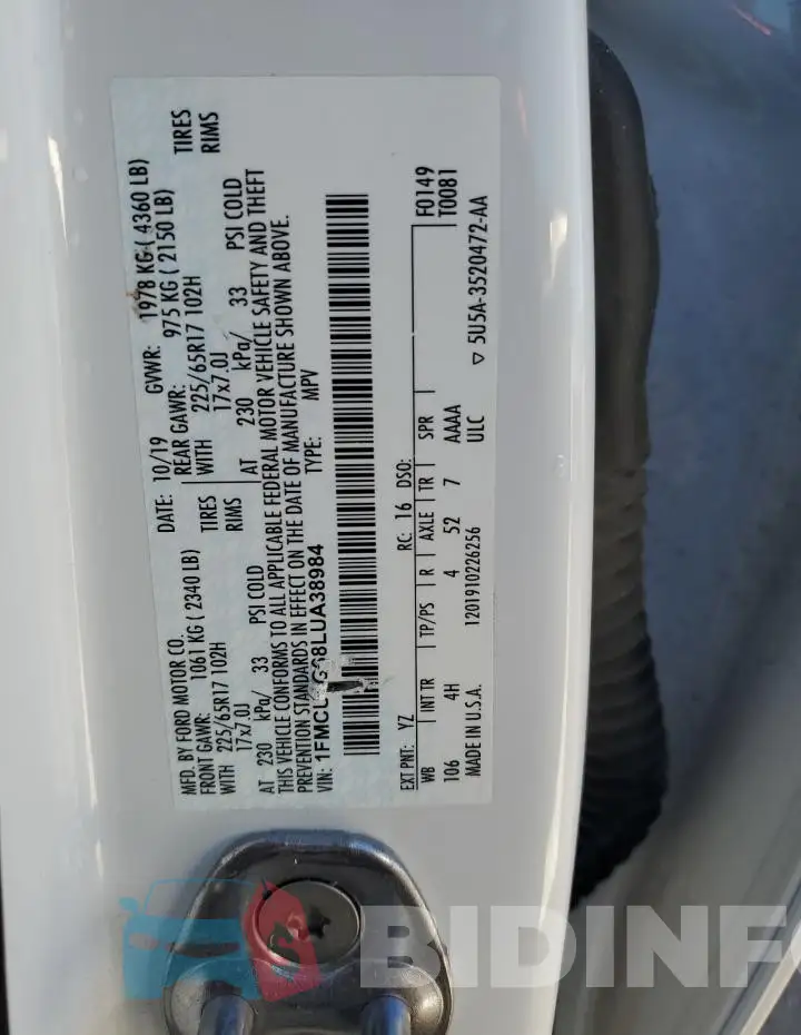 1FMCU0G68LUA38984 Photo# 13