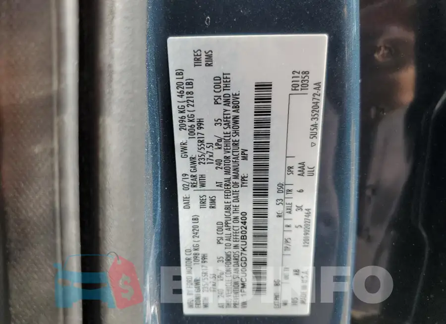 1FMCU0GD7KUB02400 Photo# 13