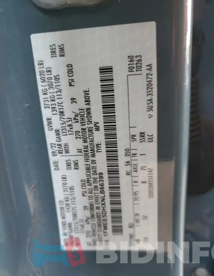 1FMEE5DHXNLB66399 Photo# 13