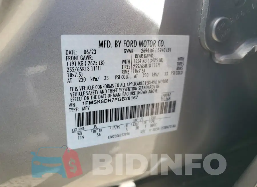 1FMSK8DH7PGB28167 Photo# 13