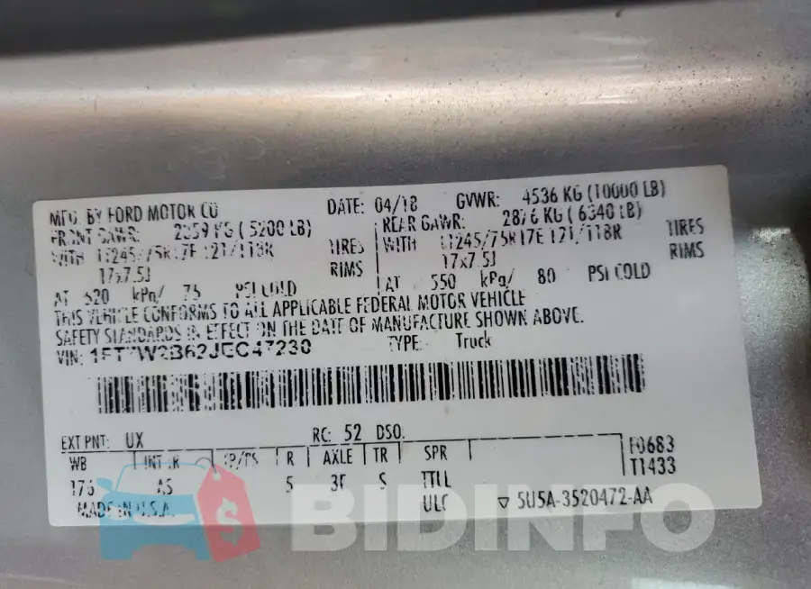 1FT7W2B62JEC47230 Photo# 12