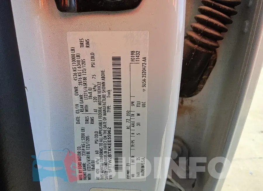 1FT7W2BTXKEE55962 Photo# 12