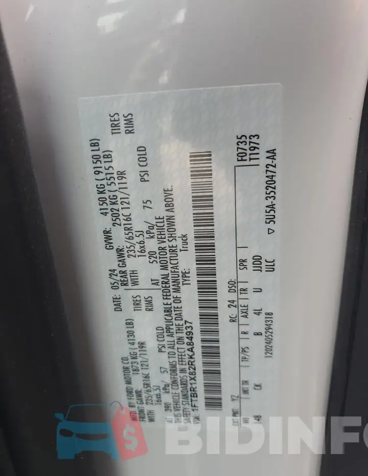 1FTBR1X82RKA84937 Photo# 13