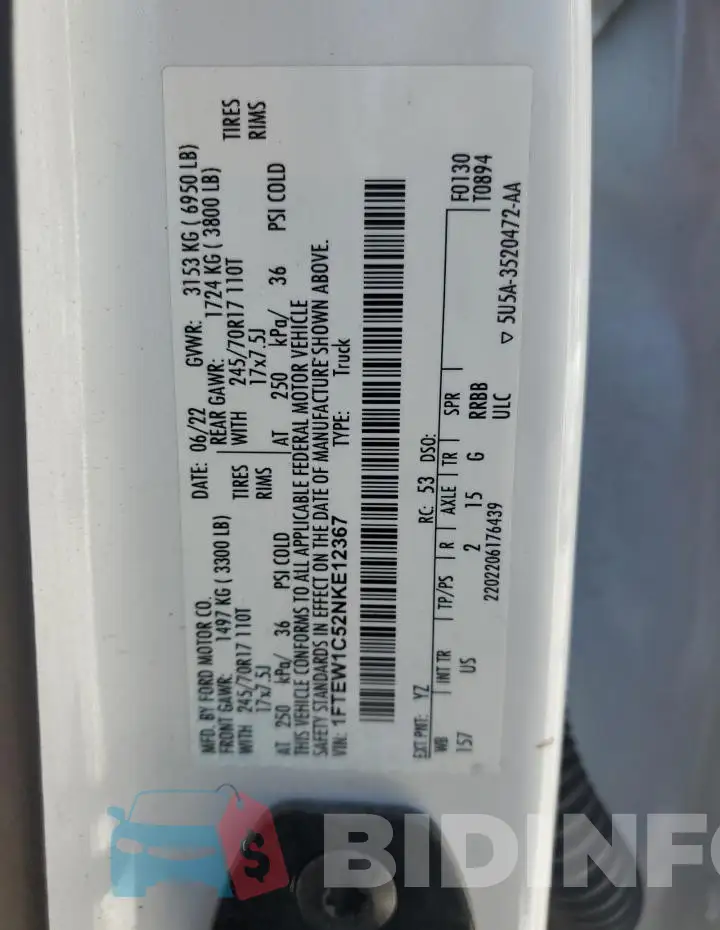 1FTEW1C52NKE12367 Photo# 12