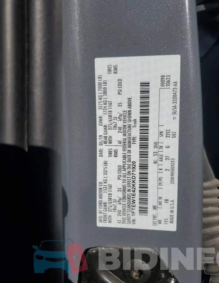 1FTEW1E42KKD71920 Photo# 12