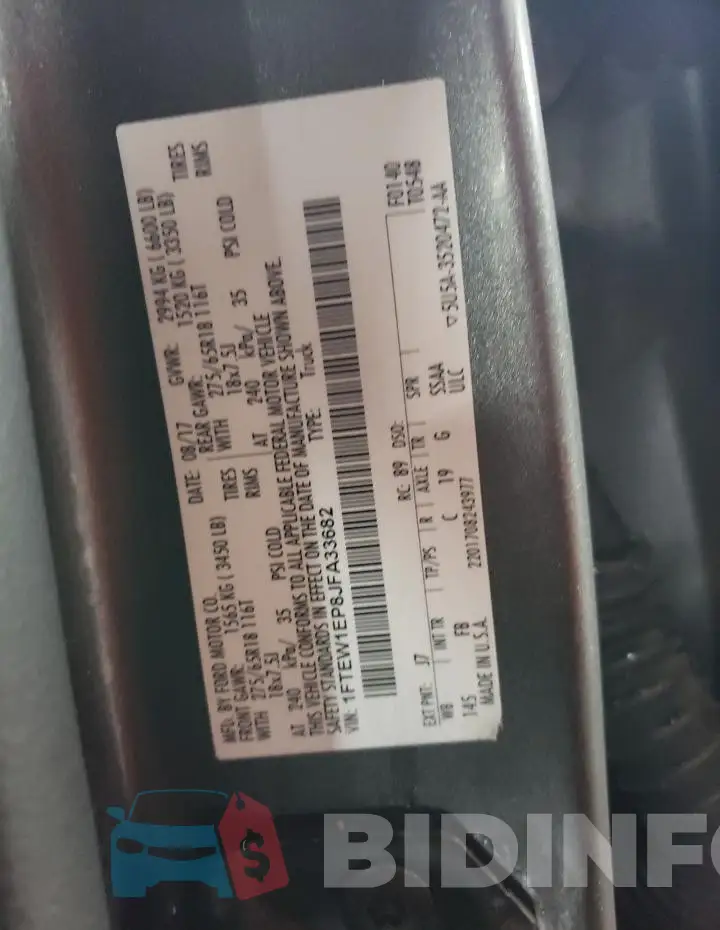 1FTEW1EP8JFA33682 Photo# 13