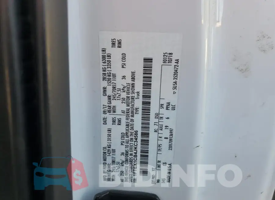 1FTEX1CB4JKC34586 Photo# 12