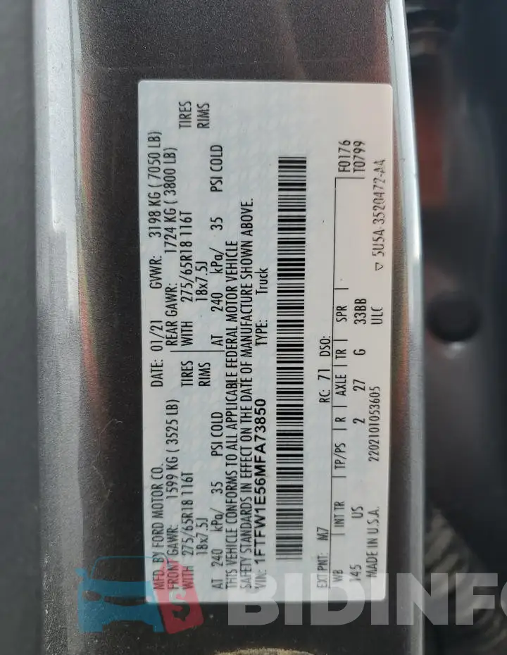 1FTFW1E56MFA73850 Photo# 12
