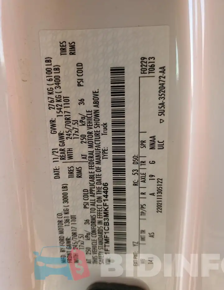 1FTMF1CB3MKF14406 Photo# 12