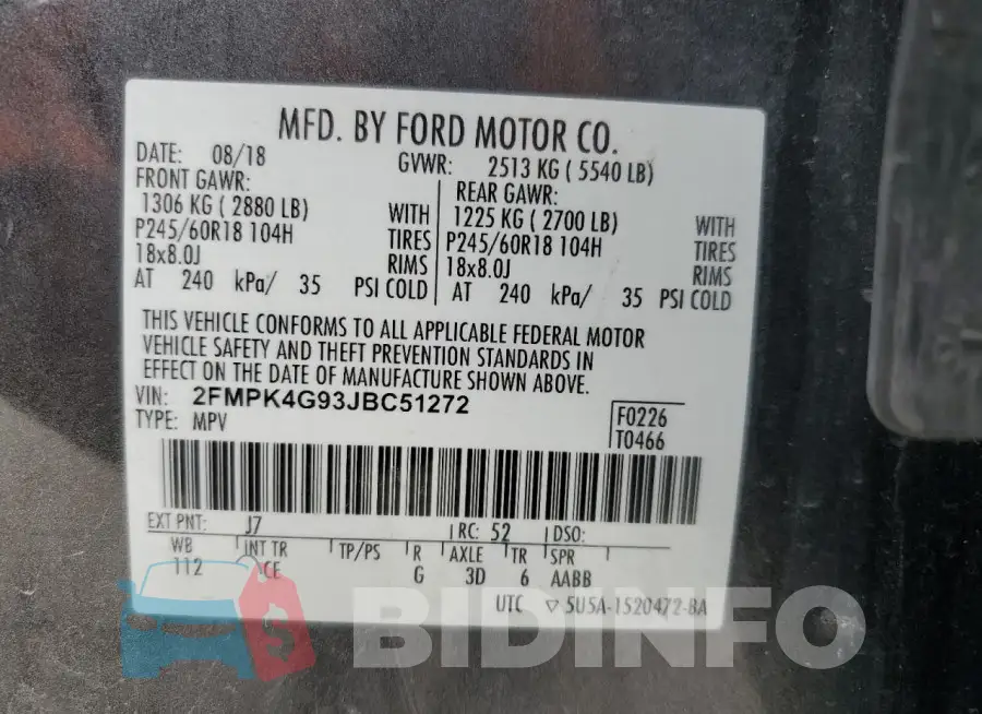 2FMPK4G93JBC51272 Photo# 13