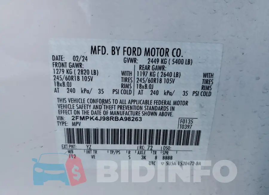 2FMPK4J98RBA98263 Photo# 13