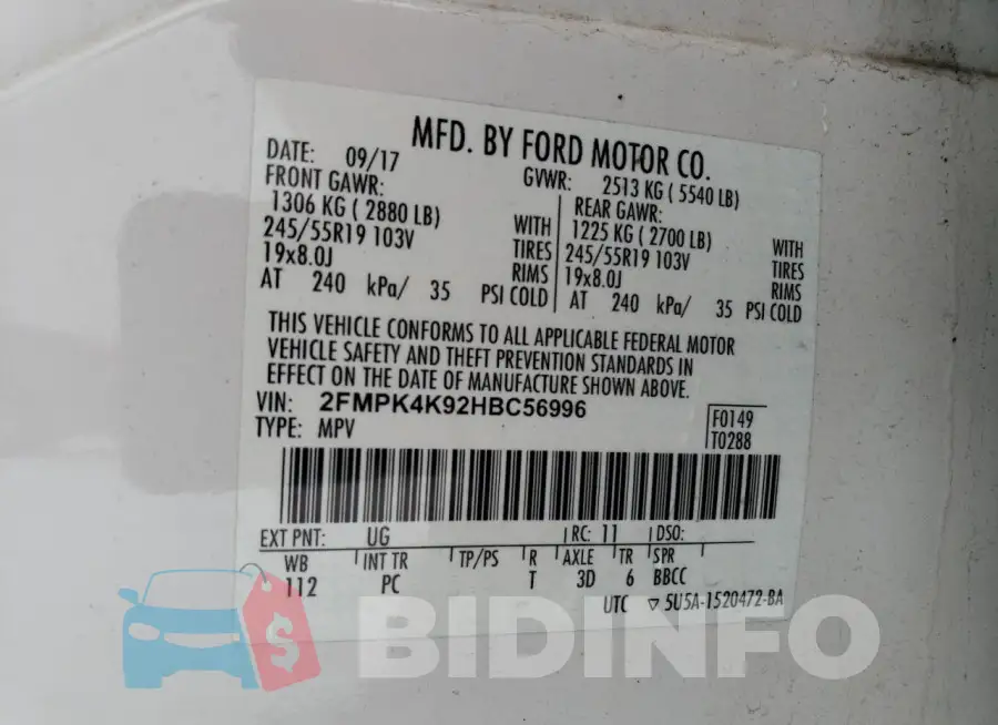 2FMPK4K92HBC56996 Photo# 14