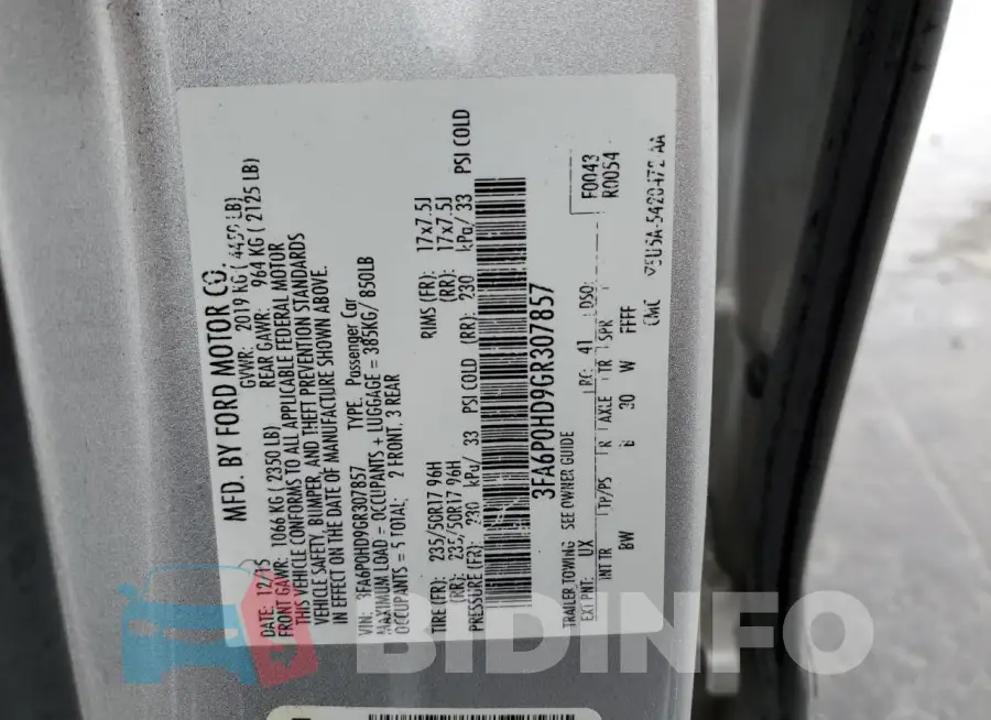 3FA6P0HD9GR307857 Photo# 12
