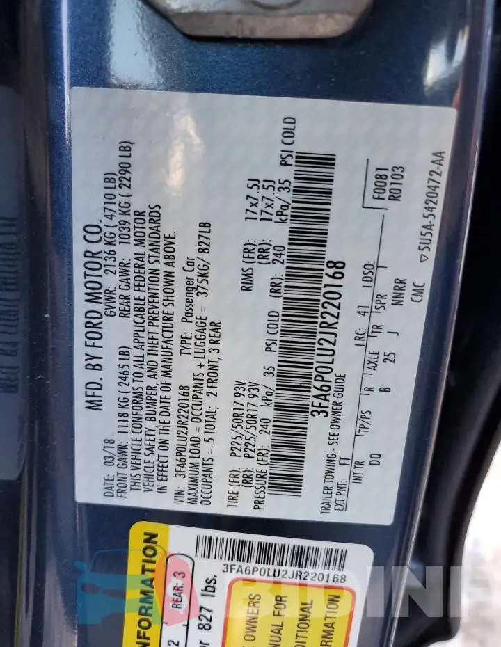 3FA6P0LU2JR220168 Photo# 13