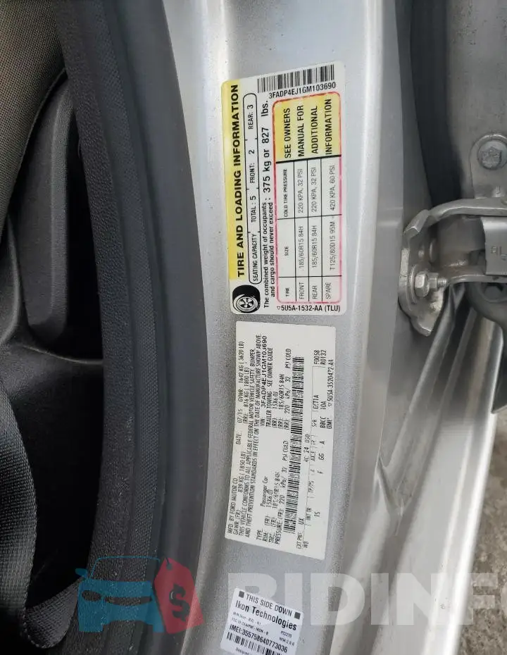 3FADP4EJ1GM103690 Photo# 12
